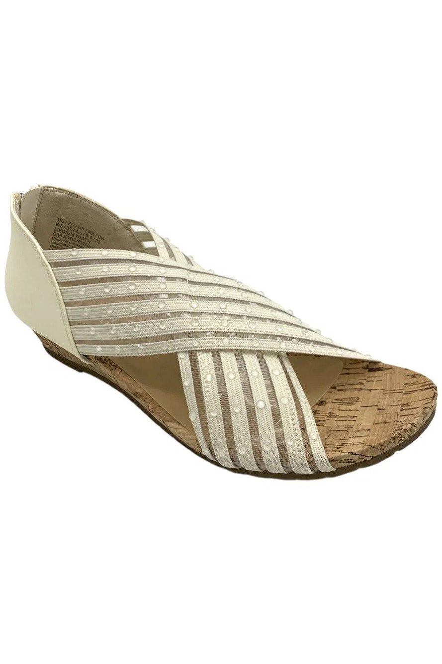 Kenneth Cole Reaction Women's Gigi Jeweled Stretch Sandal Pristine - Medium